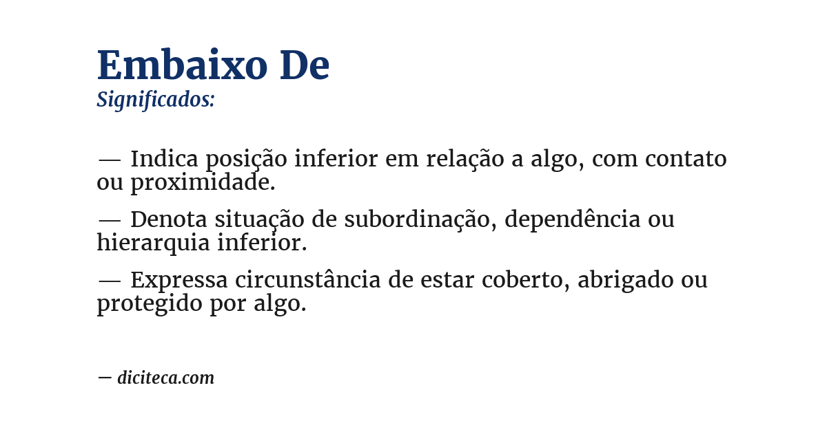 Significado de embaixo de