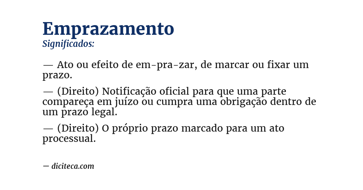 Significado de emprazamento
