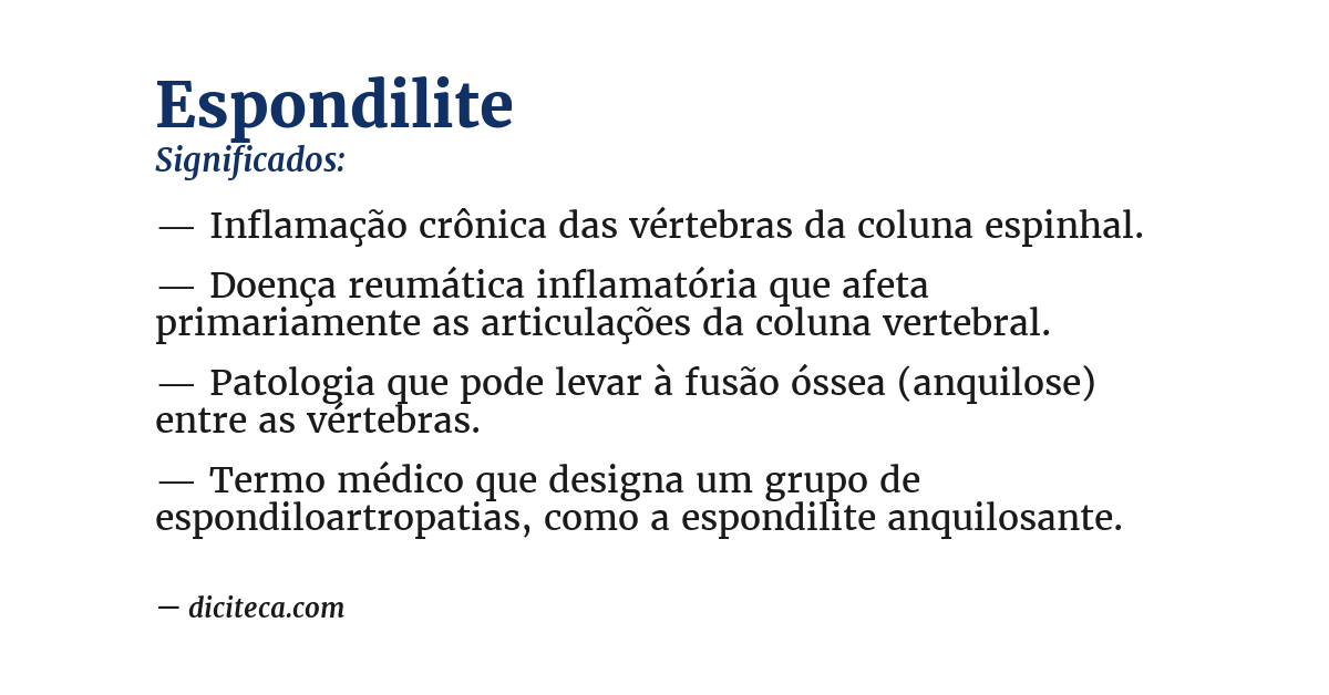 Significado de espondilite