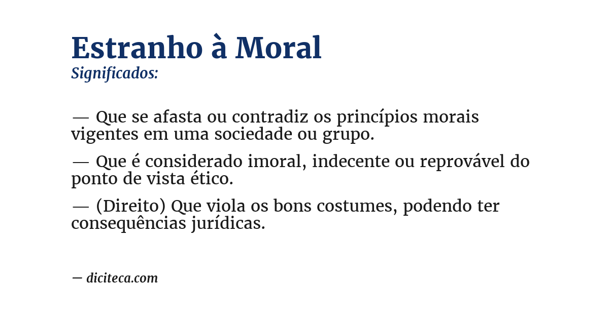 Significado de estranho à moral