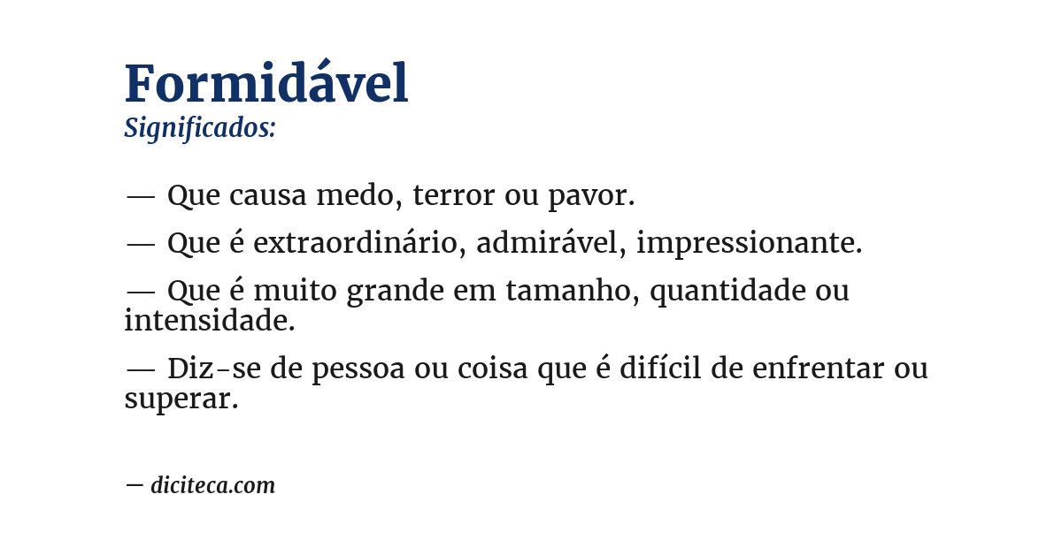 Significado de formidável