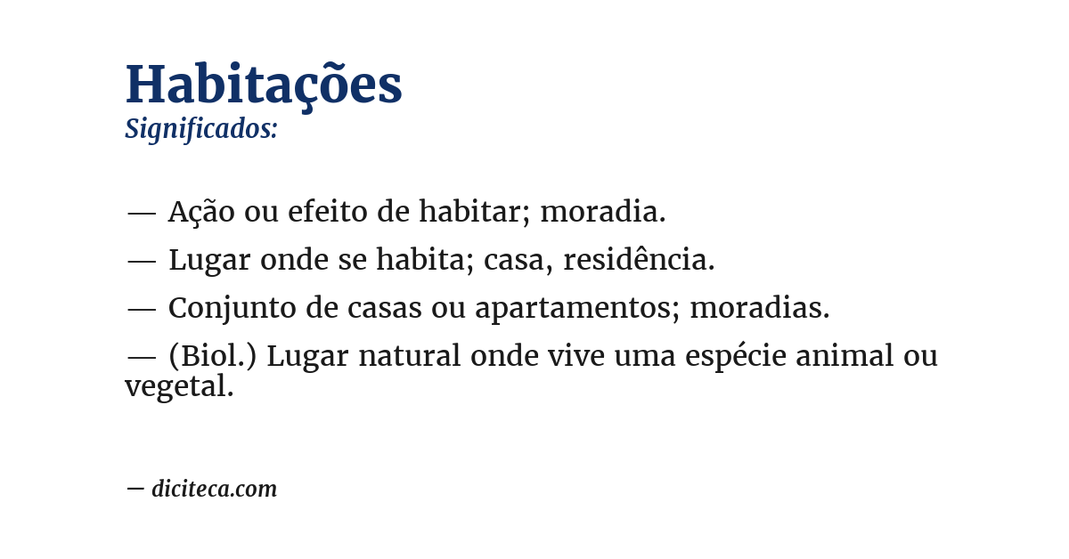 Significado de habitações