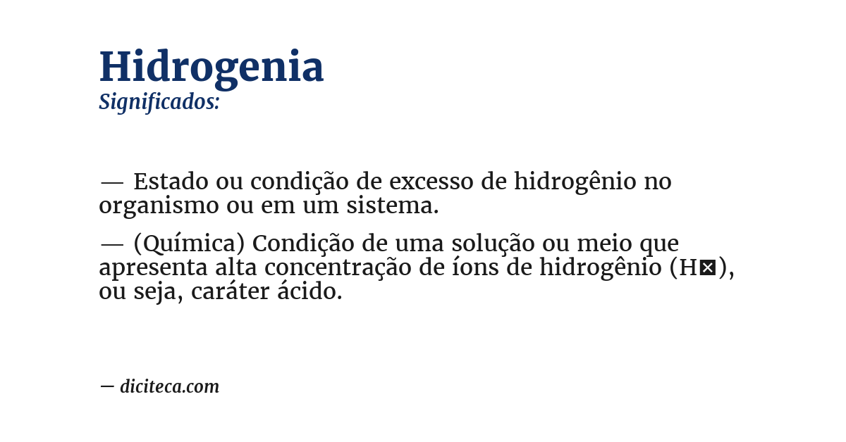 Significado de hidrogenia