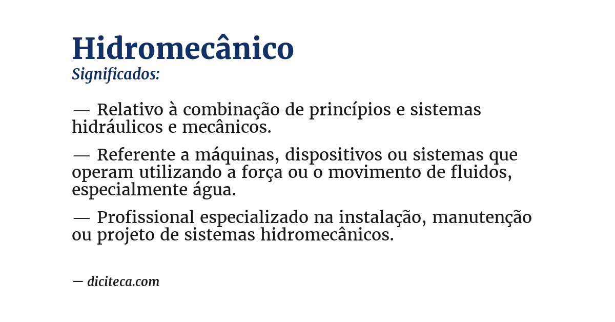 Significado de hidromecânico