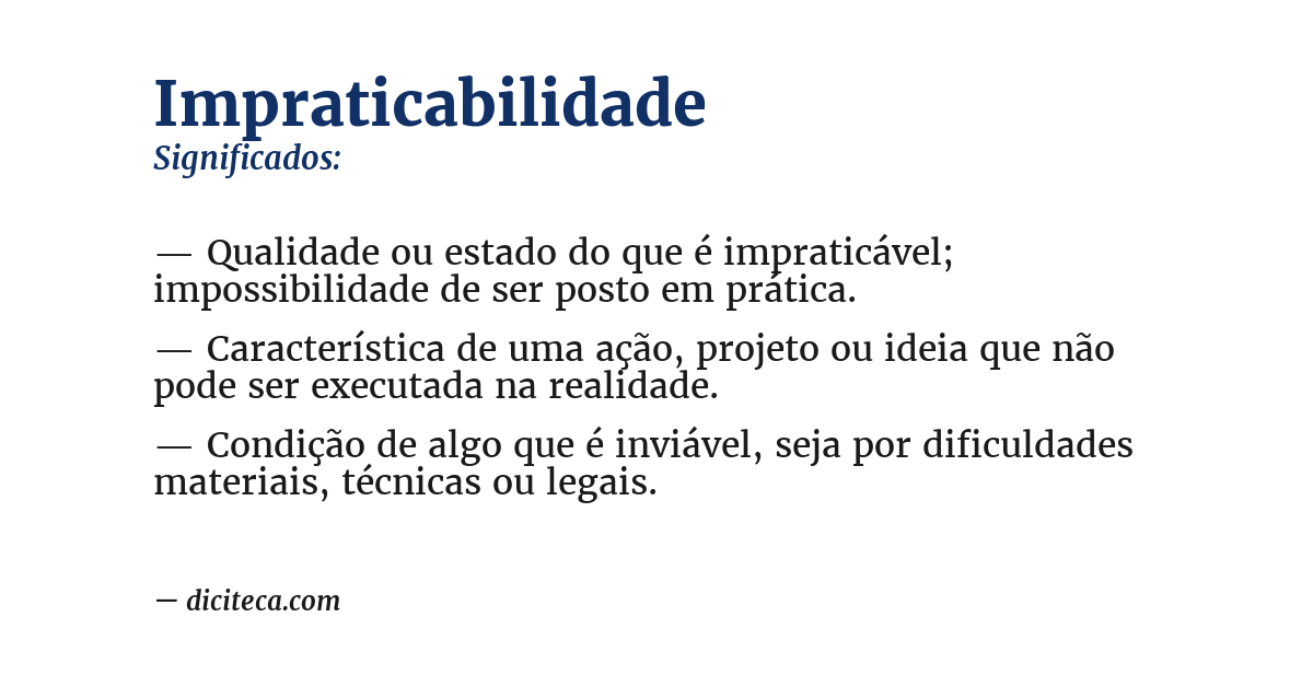 Significado de impraticabilidade