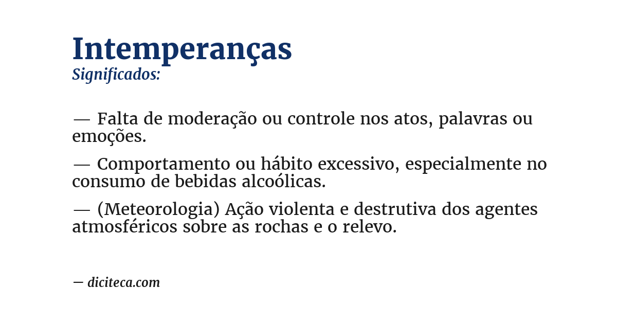 Significado de intemperanças