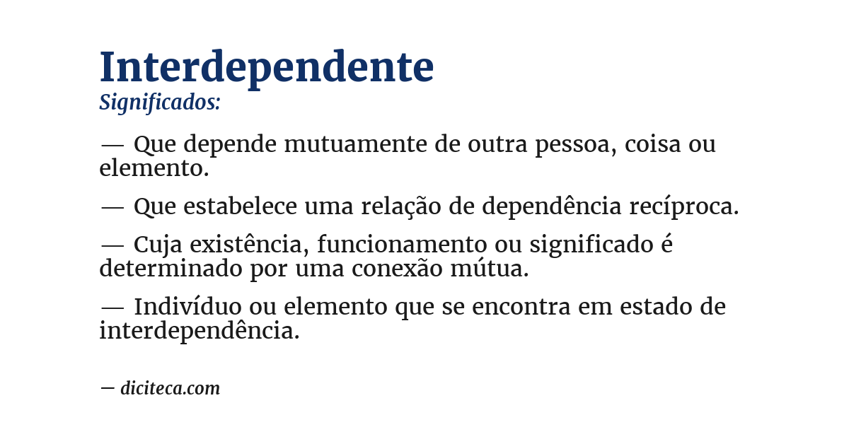 Significado de interdependente