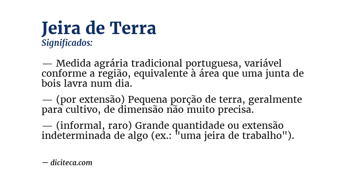 Significado de jeira de terra