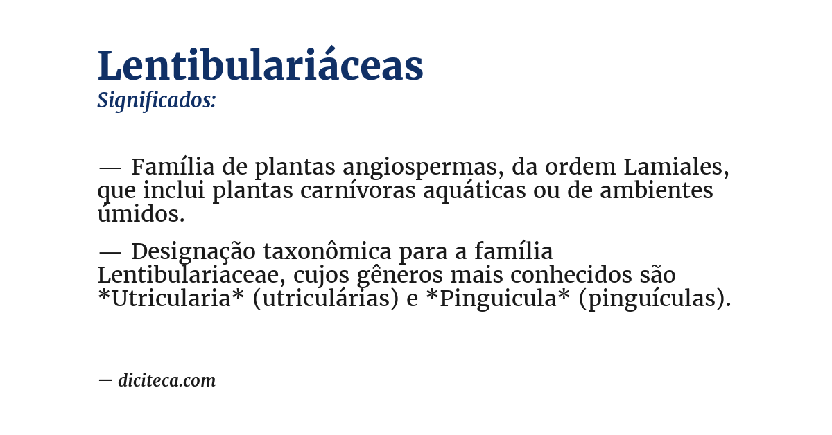 Significado de lentibulariáceas