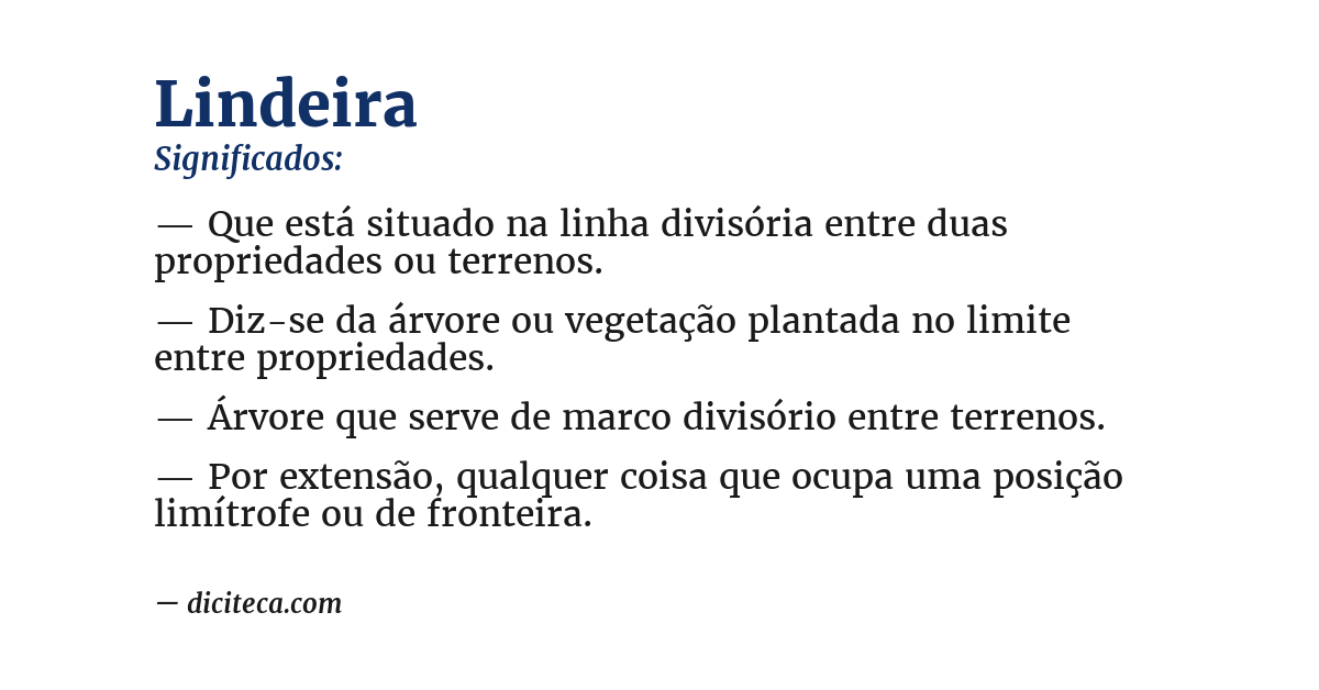 Significado de lindeira