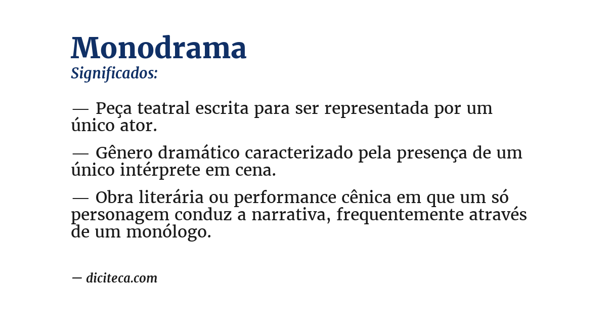 Significado de monodrama