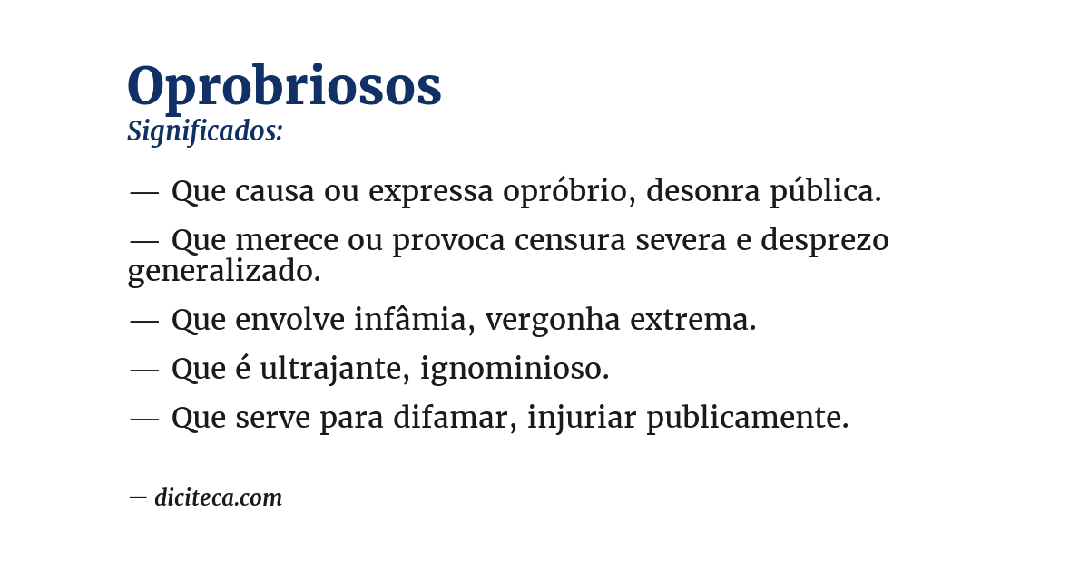 Significado de oprobriosos
