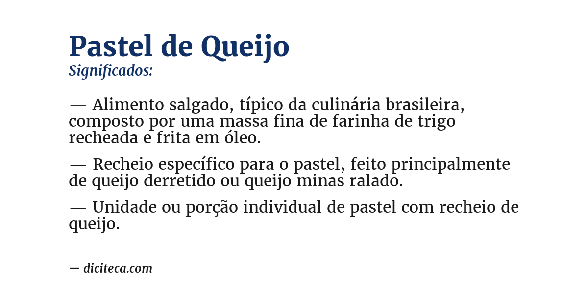 Significado de pastel de queijo