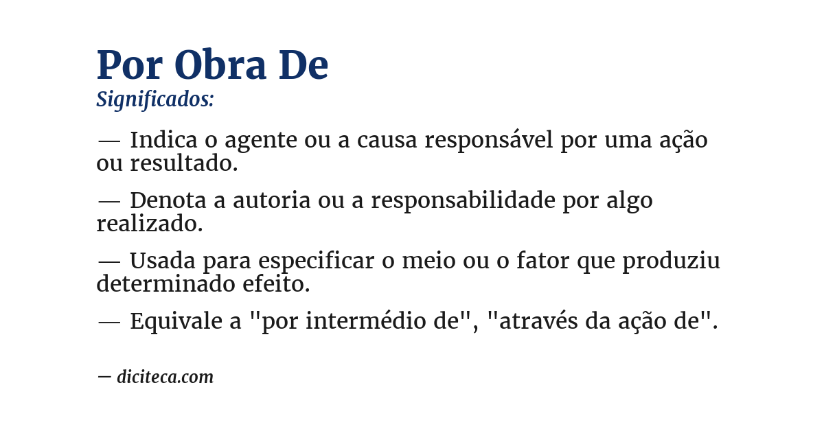 Significado de por obra de