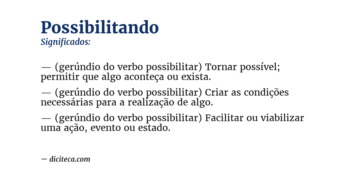 Significado de possibilitando