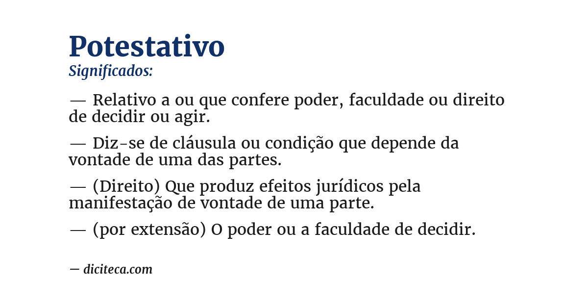 Significado de potestativo