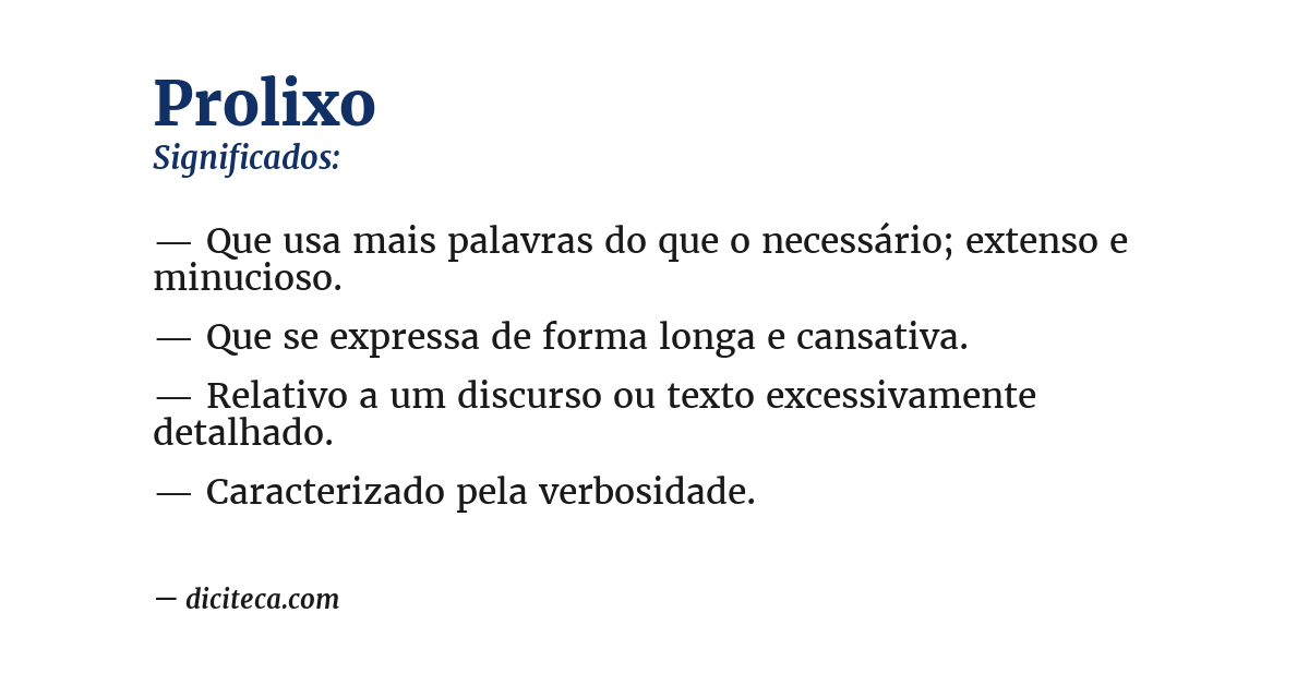 Significado de prolixo
