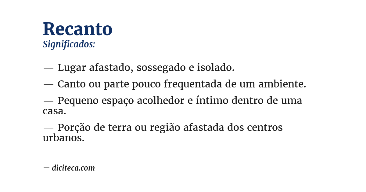 Significado de recanto