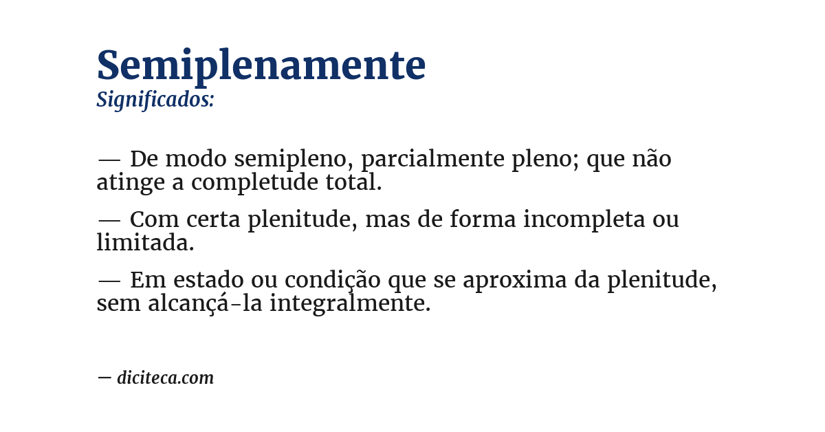 Significado de semiplenamente