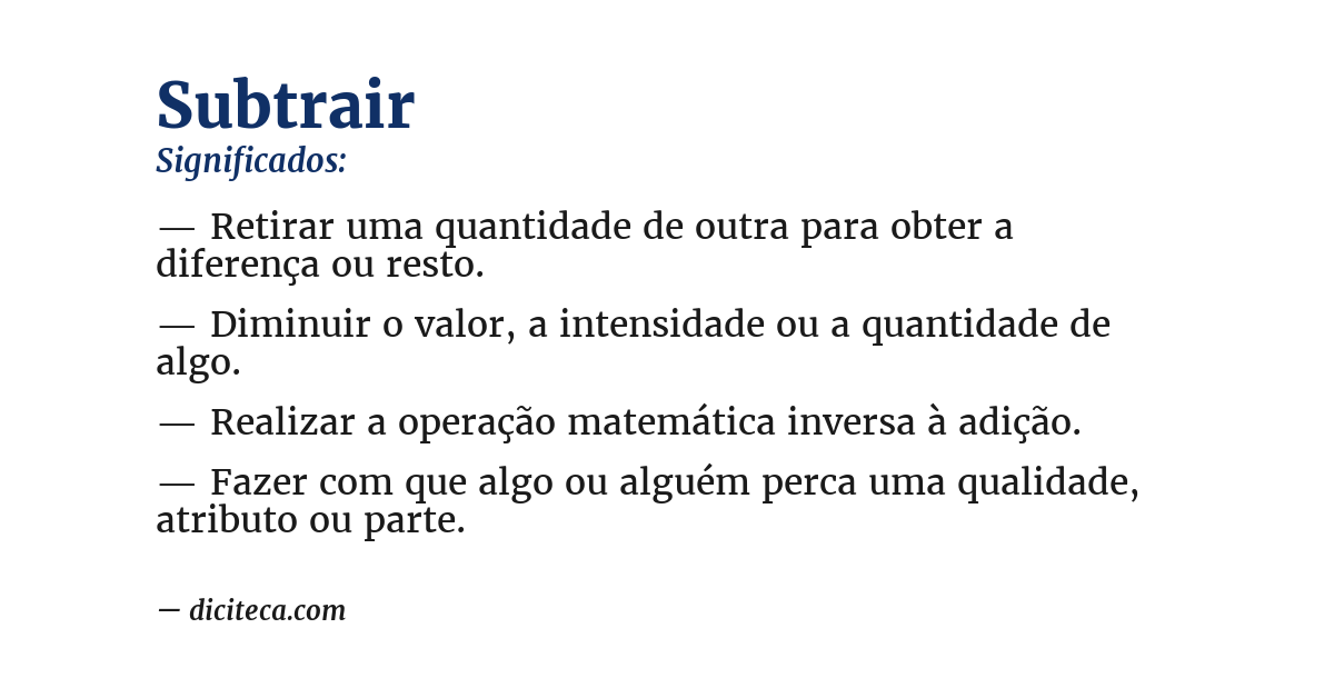 Significado de subtrair