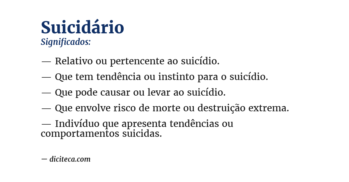Significado de suicidário