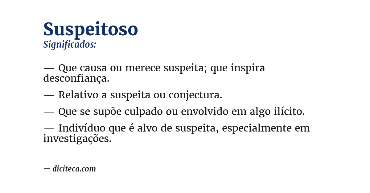 Significado de suspeitoso