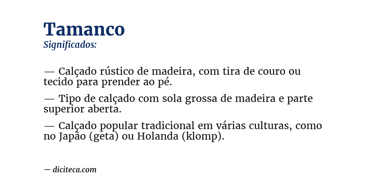 Significado de tamanco