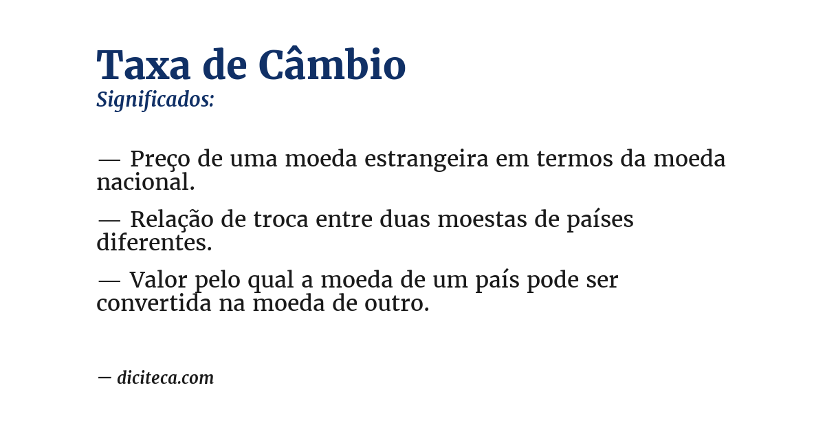 Significado de taxa de câmbio
