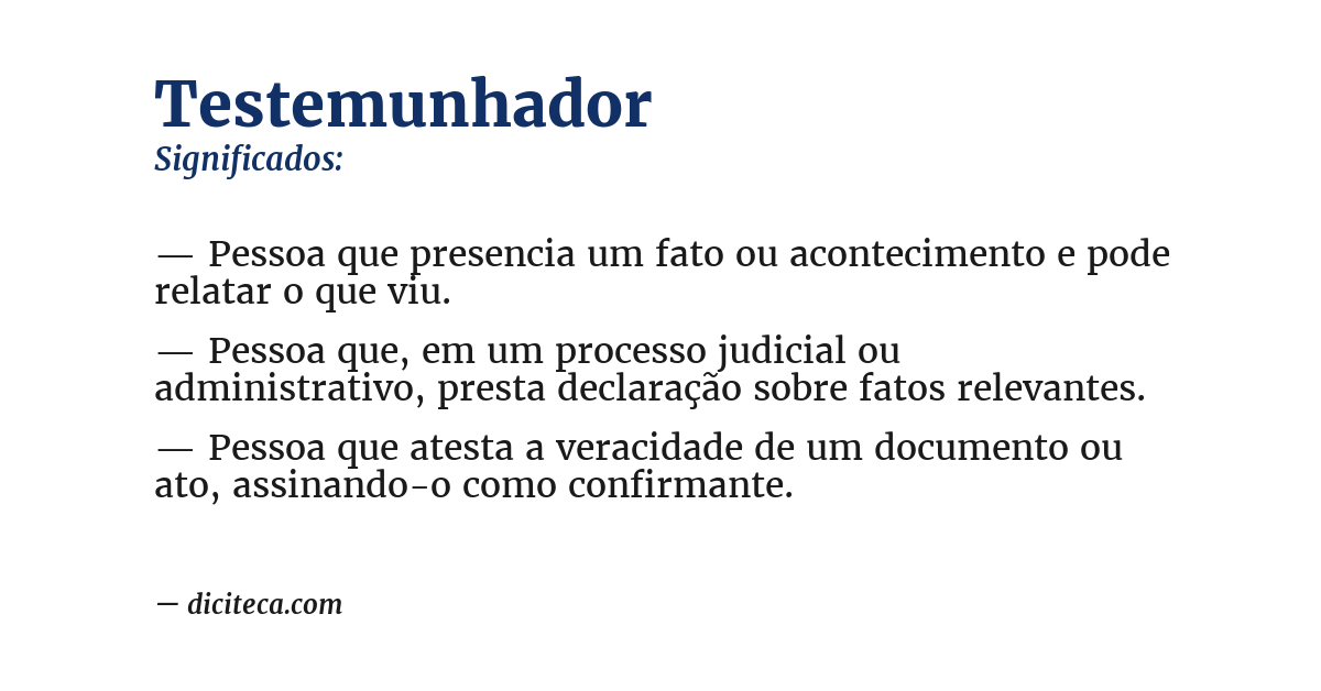 Significado de testemunhador