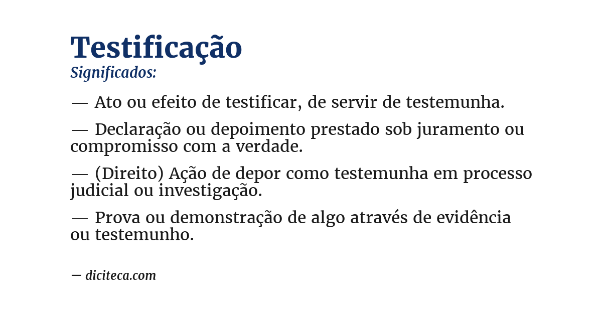 Significado de testificação