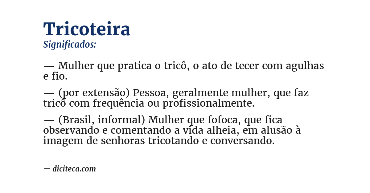 Significado de tricoteira