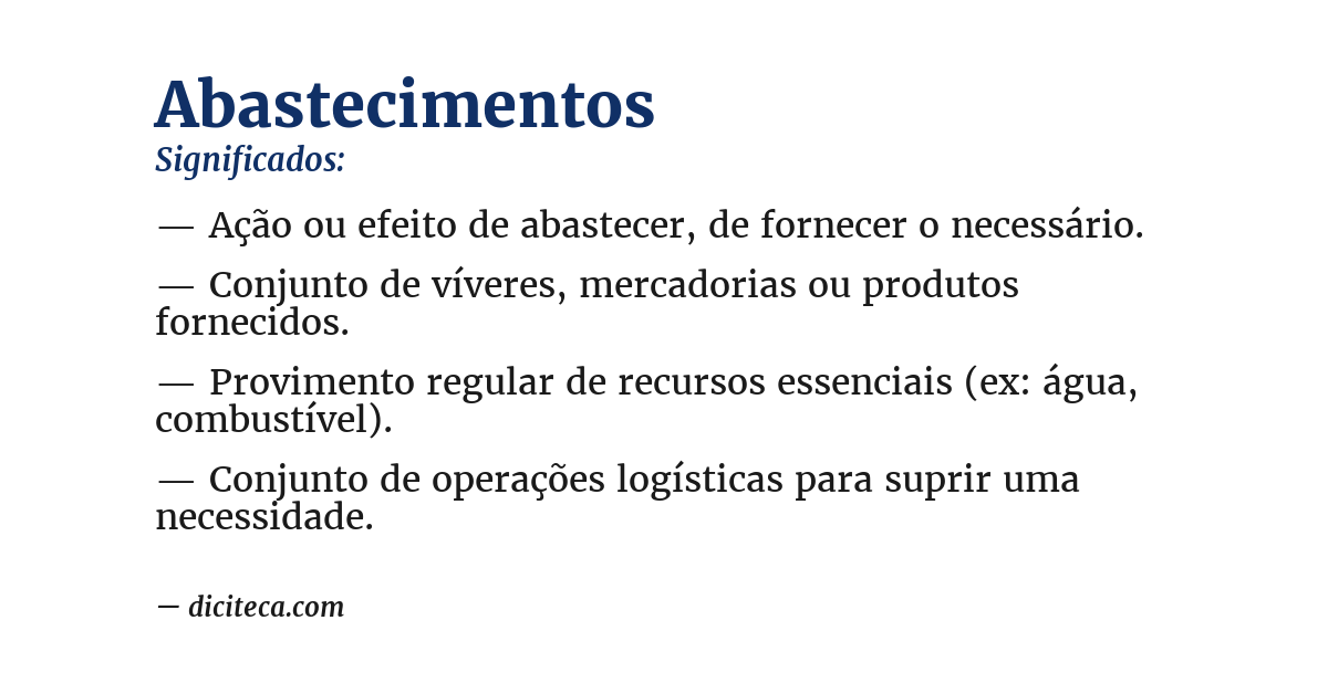 Significado de abastecimentos