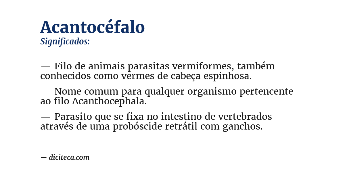 Significado de acantocéfalo