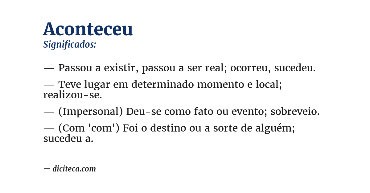 Significado de aconteceu