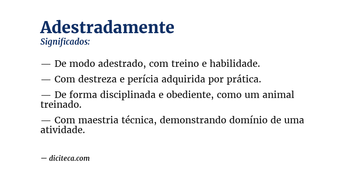 Significado de adestradamente