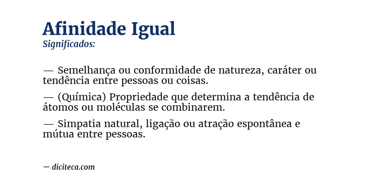 Significado de afinidade igual