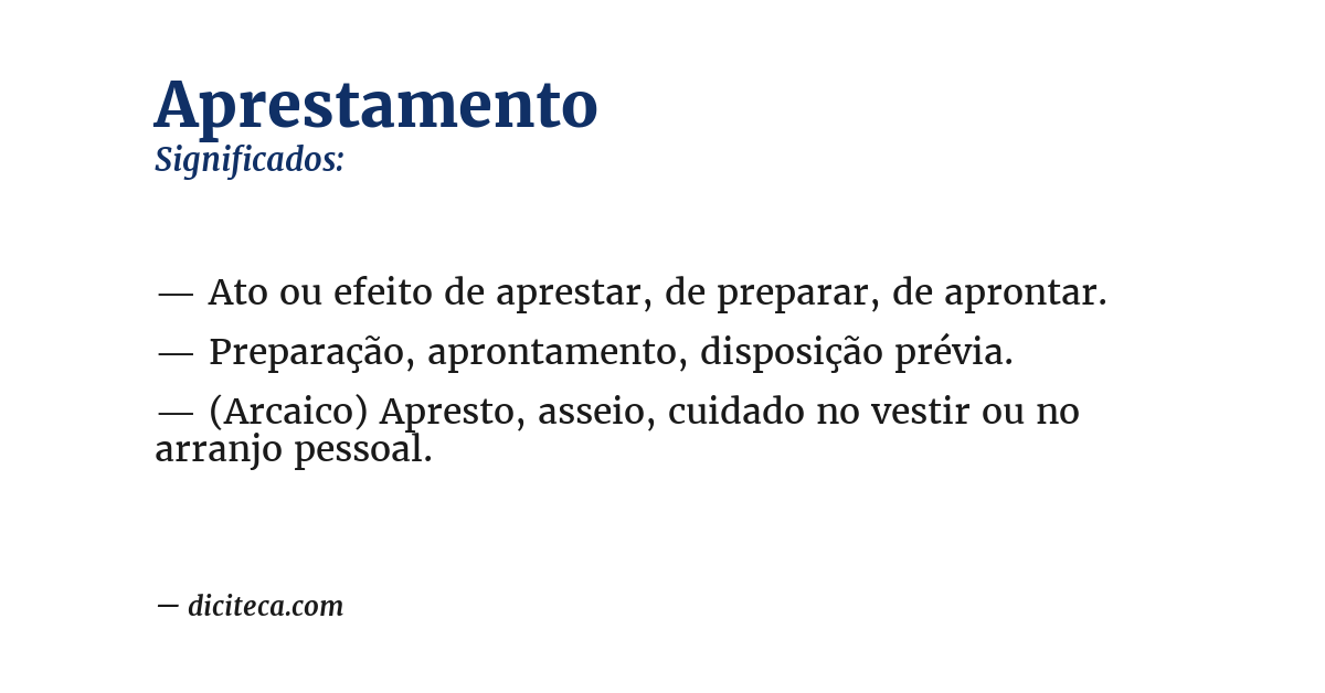 Significado de aprestamento