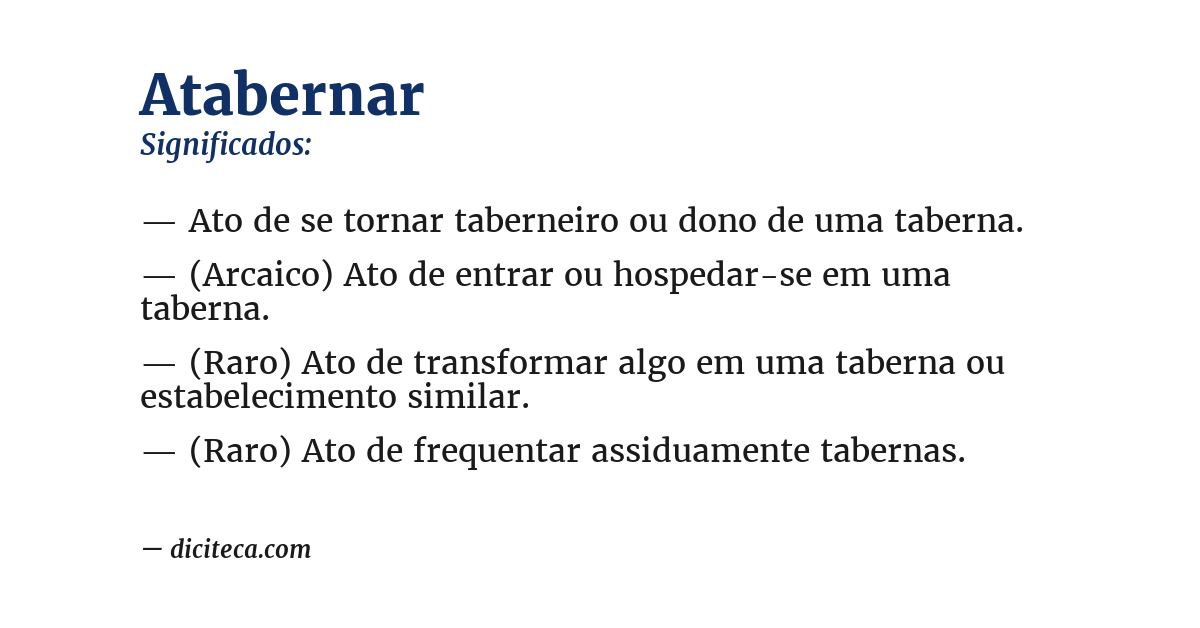 Significado de atabernar