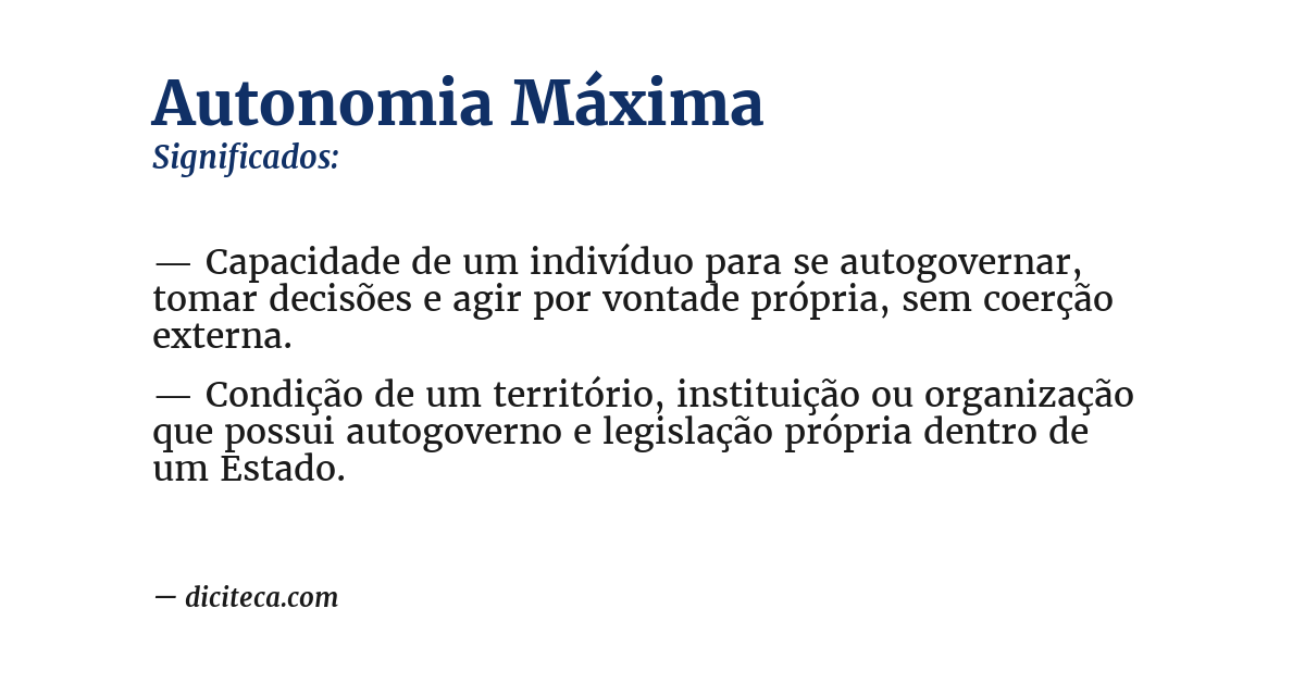 Significado de autonomia máxima