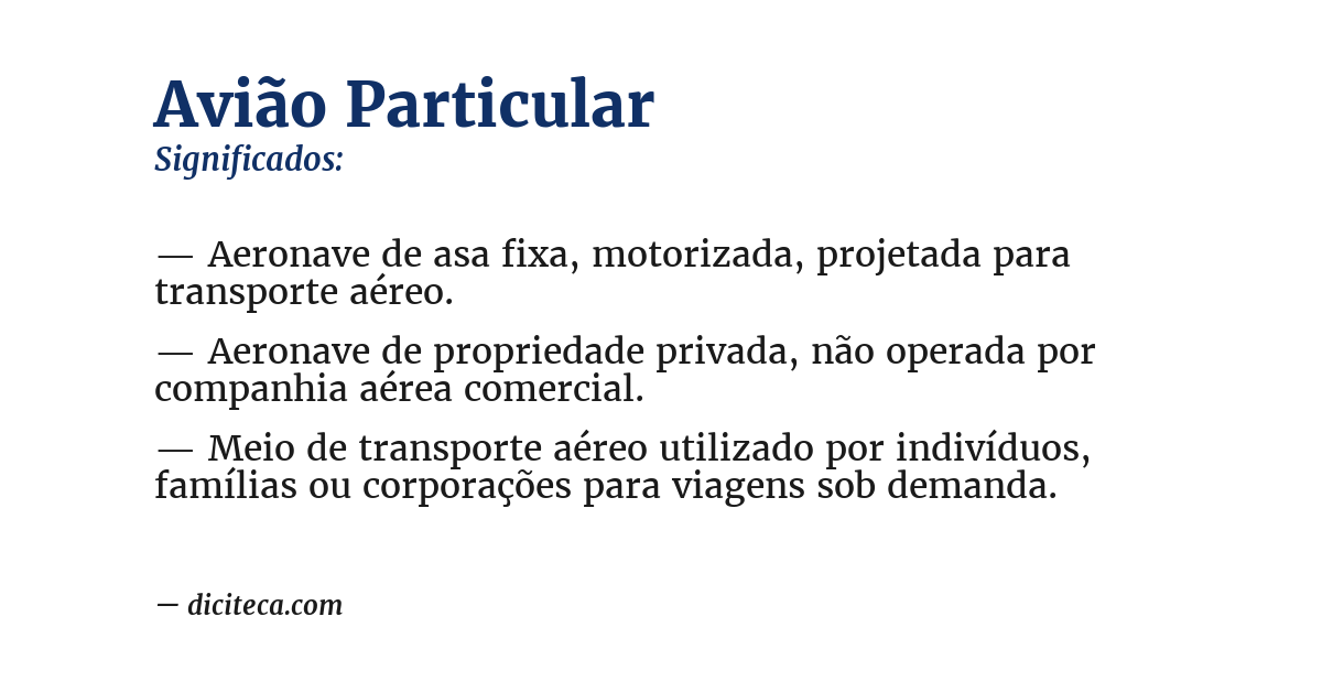 Significado de avião particular