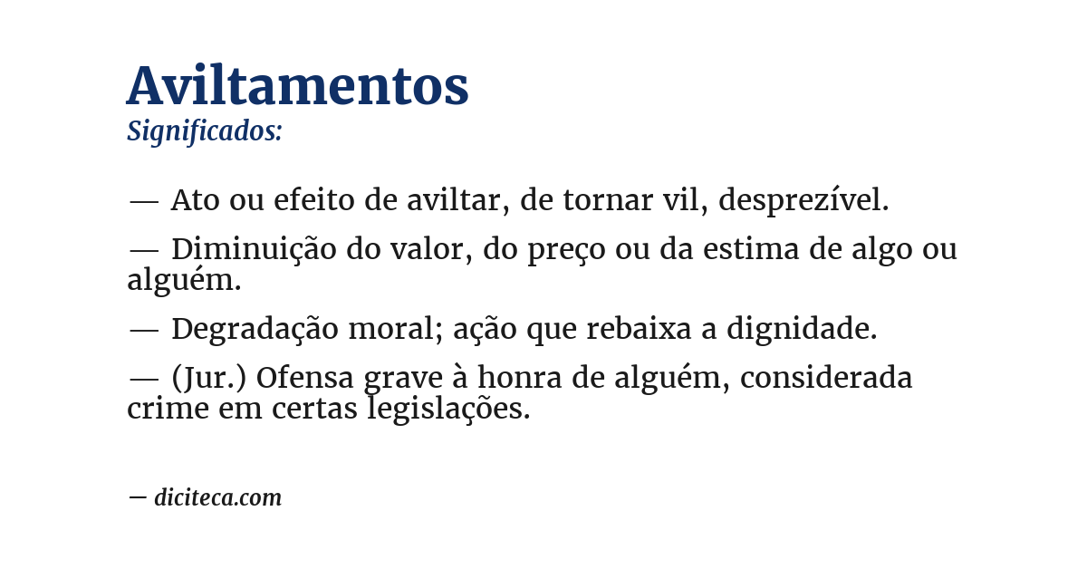 Significado de aviltamentos