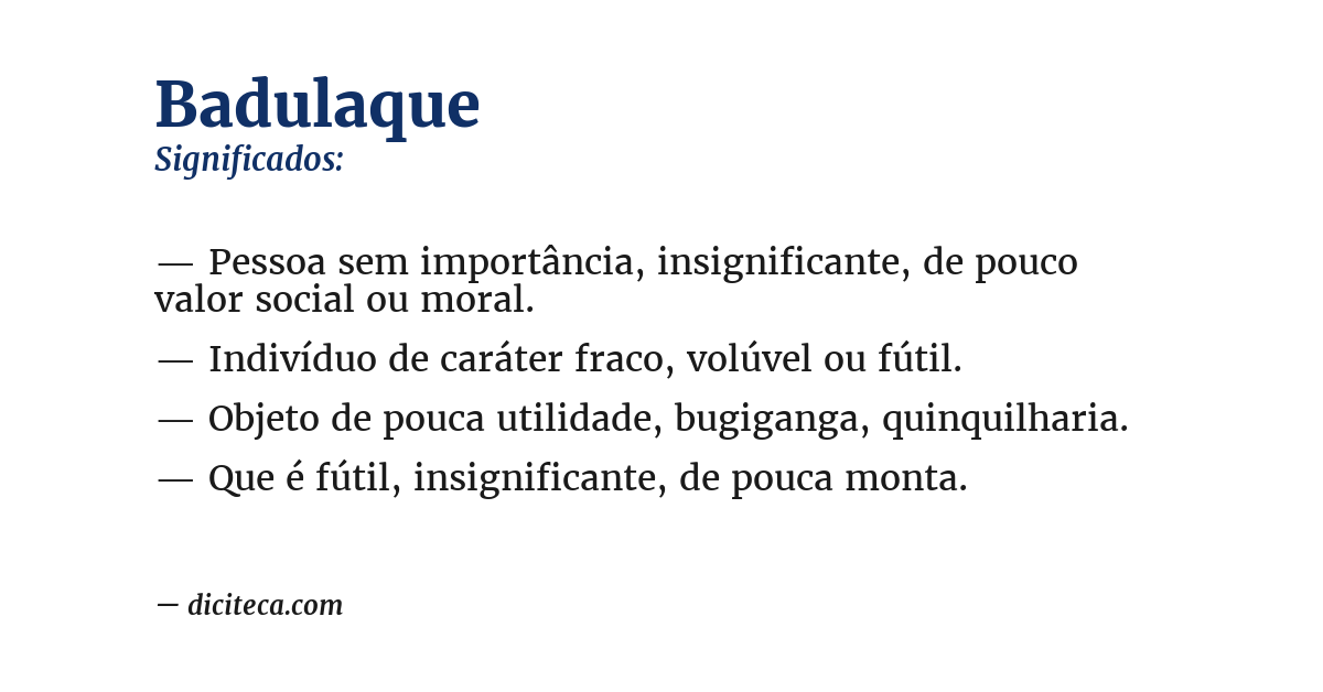 Significado de badulaque