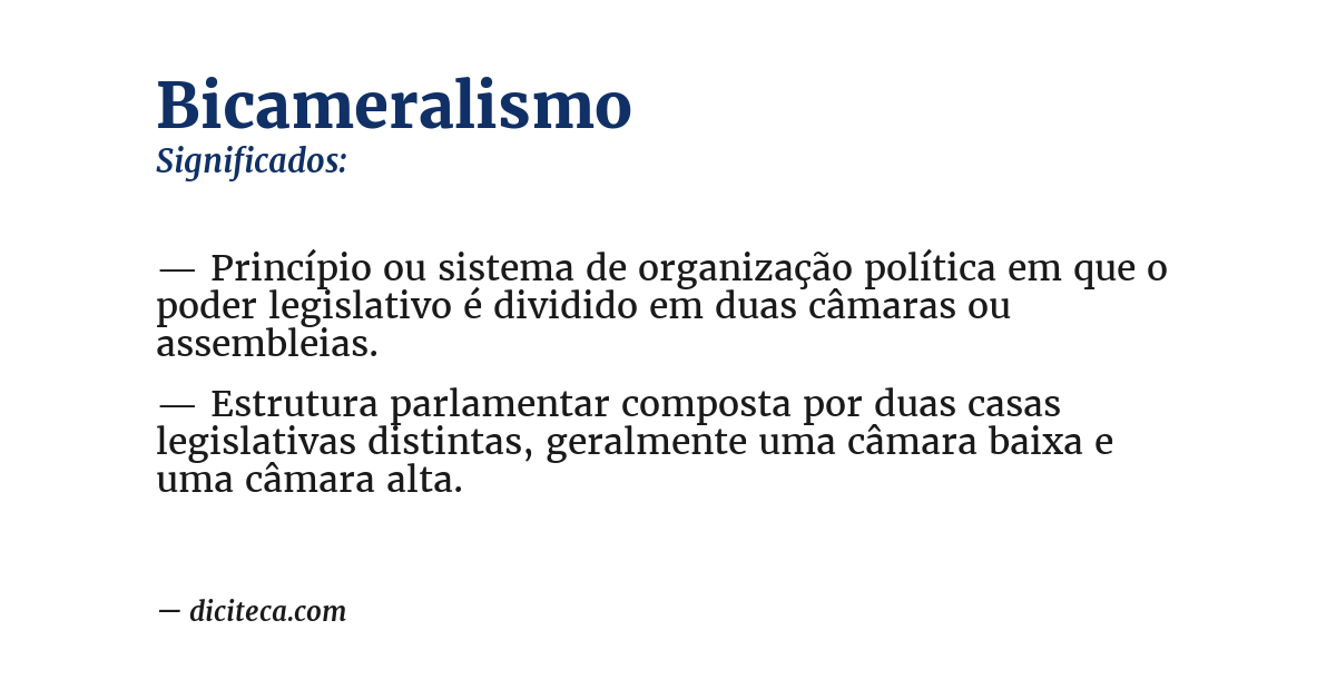 Significado de bicameralismo