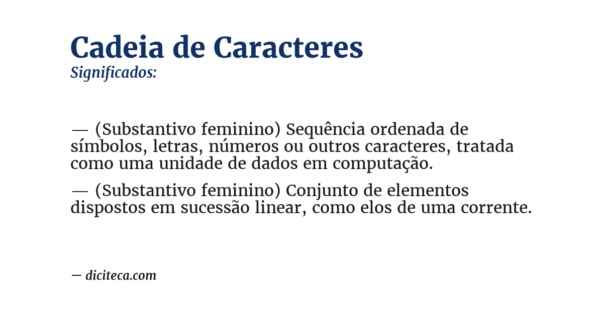 Significado de cadeia de caracteres