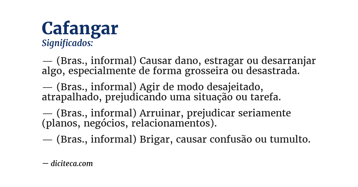 Significado de cafangar