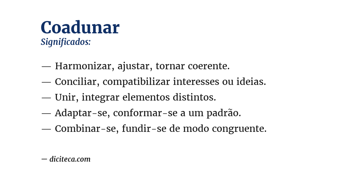 Significado de coadunar