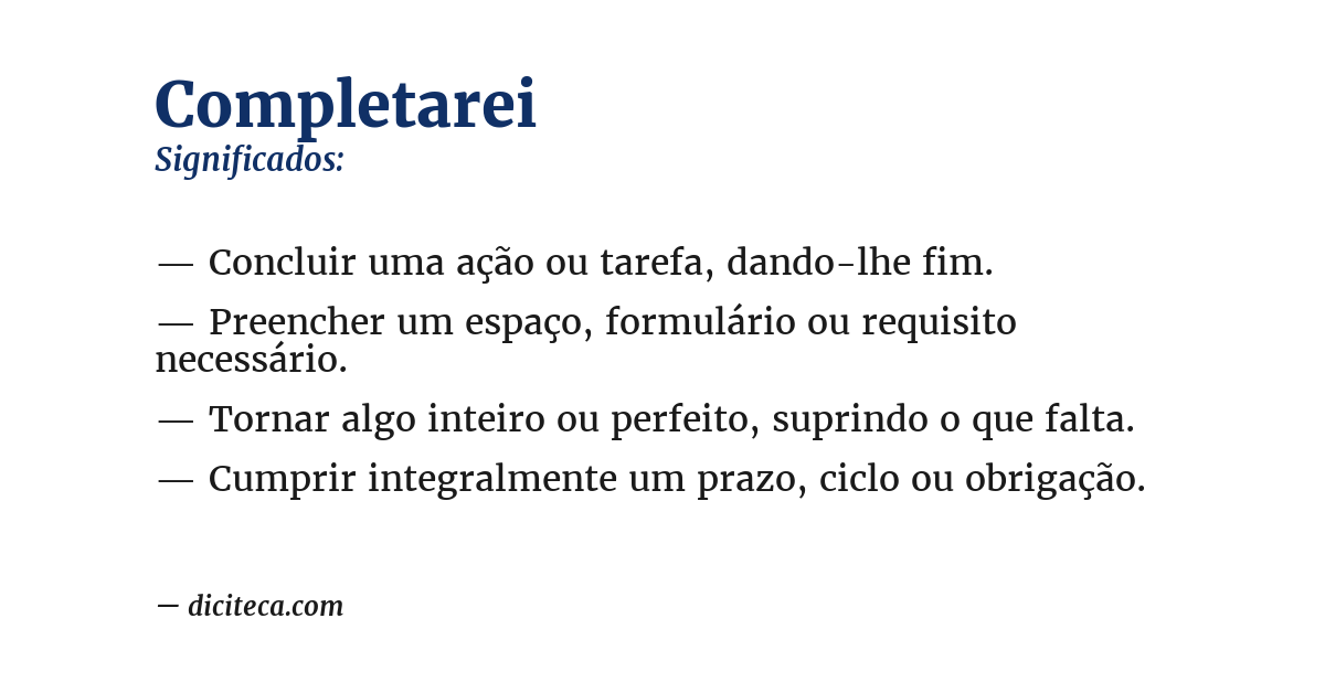 Significado de completarei