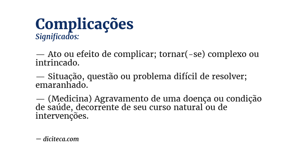Significado de complicações