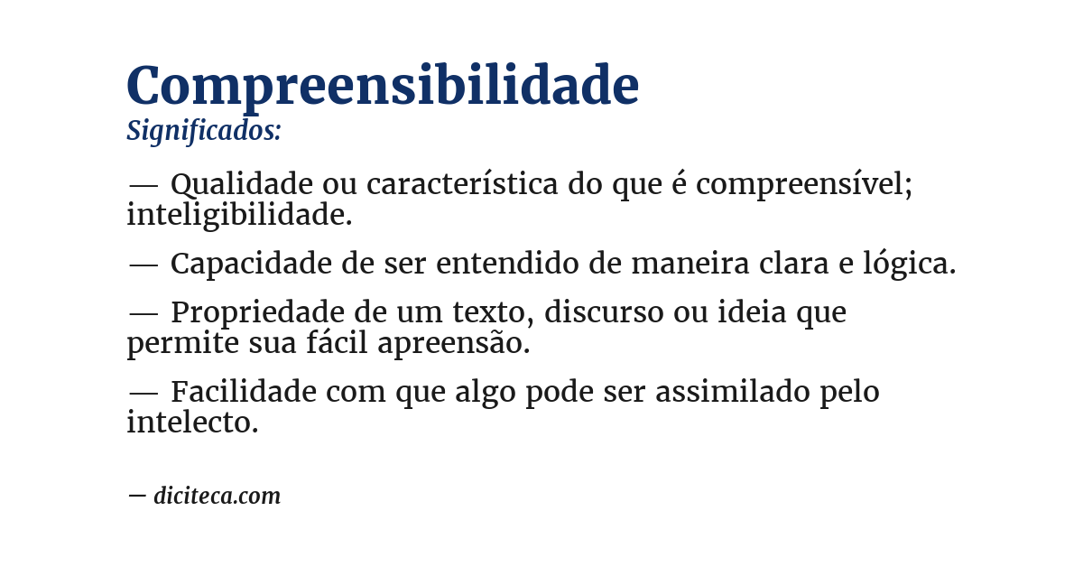 Significado de compreensibilidade