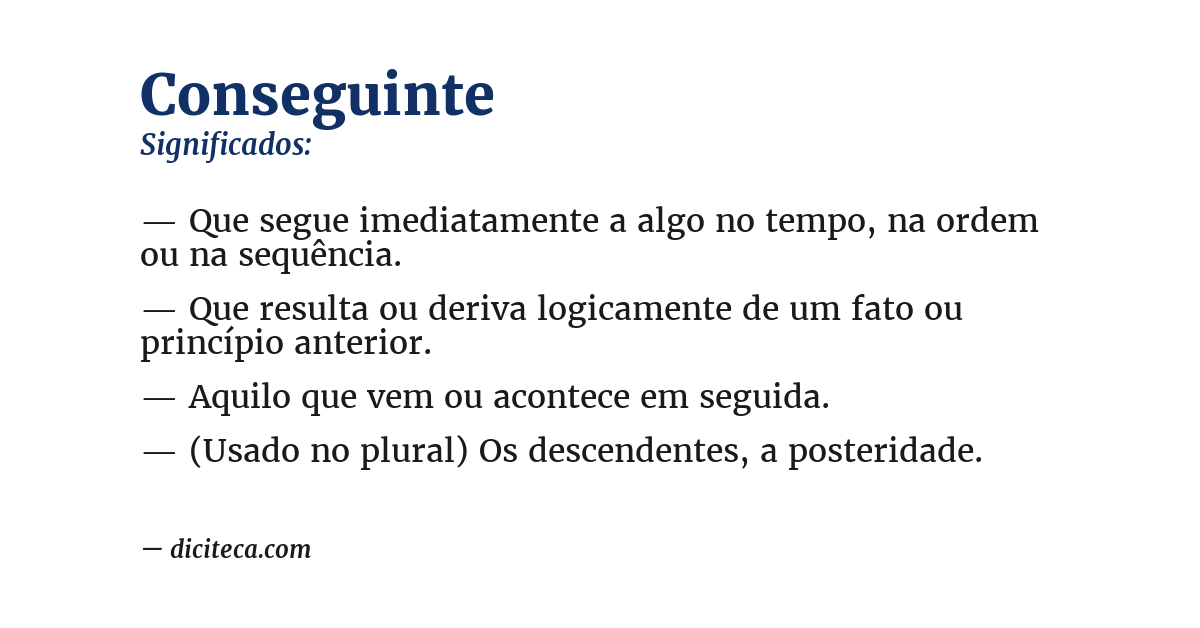Significado de conseguinte